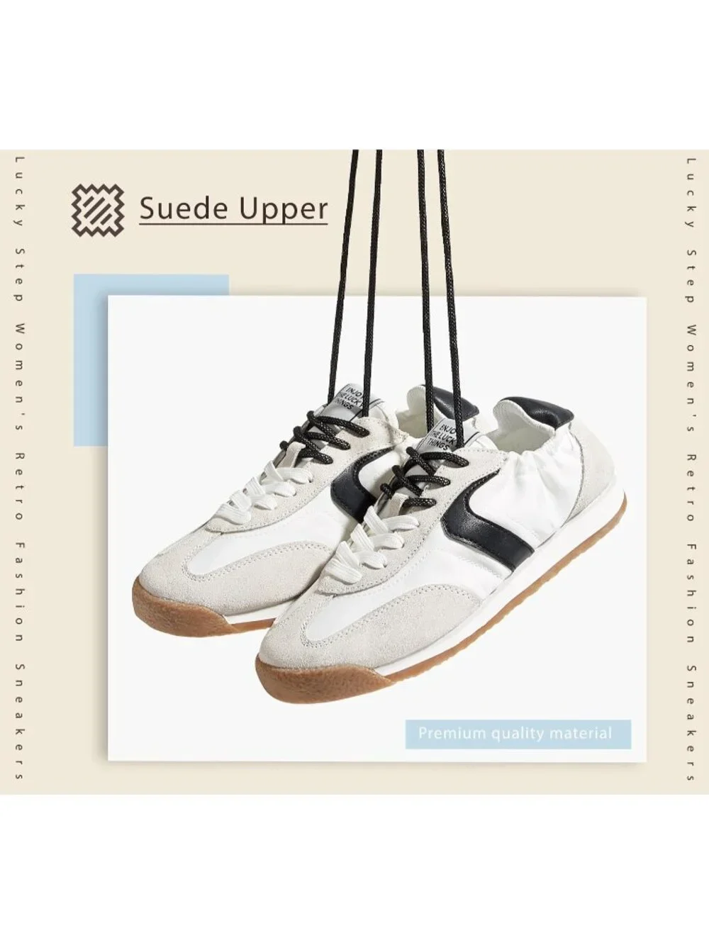 Women White Black Lightweight Slip On Comfortable Casual Lace Up Fashion Sneaker